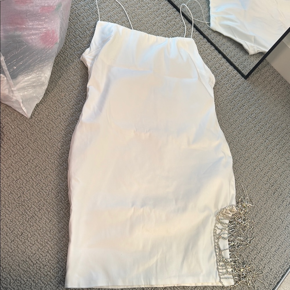 Fashion Nova White Ruched Sheath Mini Dress